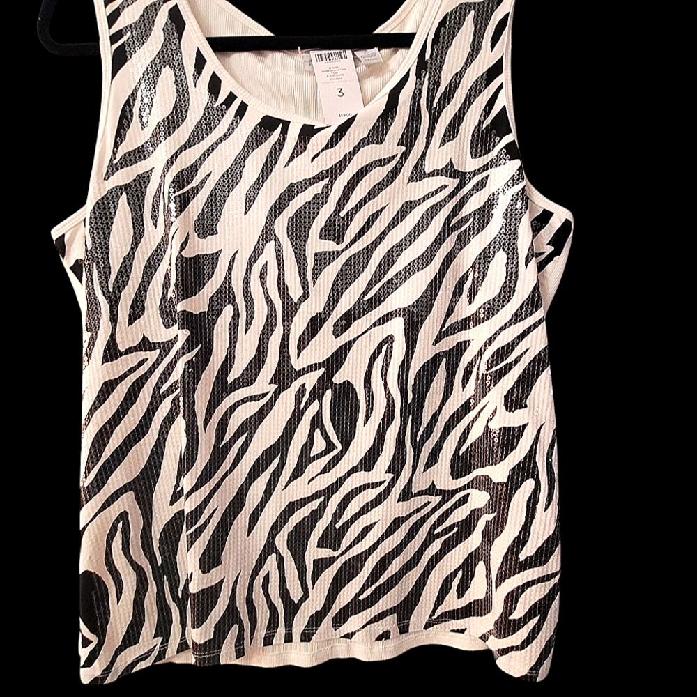 Zenergy sequin nwt black and white tank top large